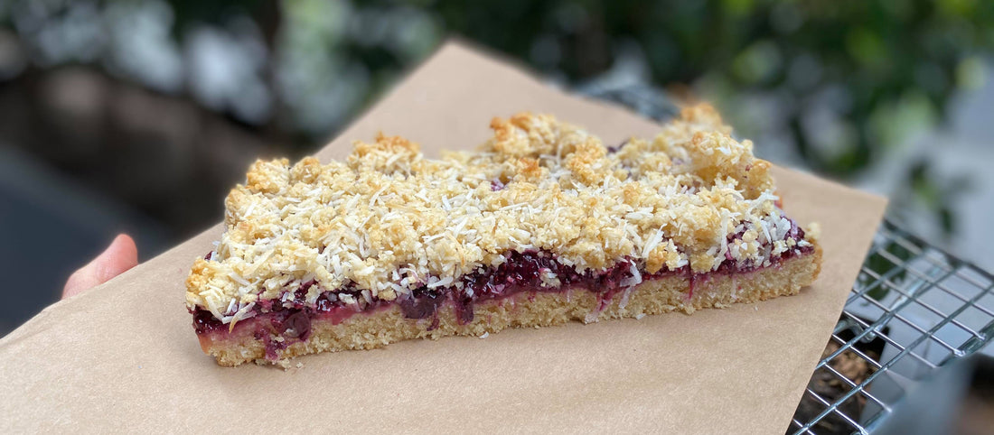 Coconut and Cassava Flour Mixed Berry Slice